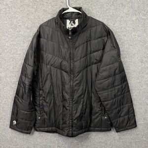 Borne Mens Puffer Jacket Black Chevron Quilted Ripstop‎ Full Zip Size Medium